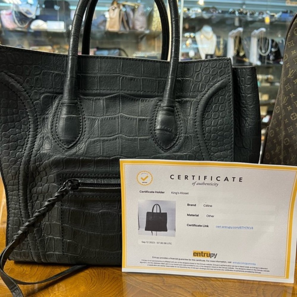 CELINE PHANTOM HANDBAG CROCODILE EMBOSSED LEATHER - Picture 2 of 15